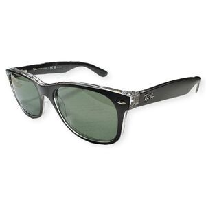 Ray-Ban RB 2132 Polarized Sunglasses Matte Black/Transparent Frame Green Lenses